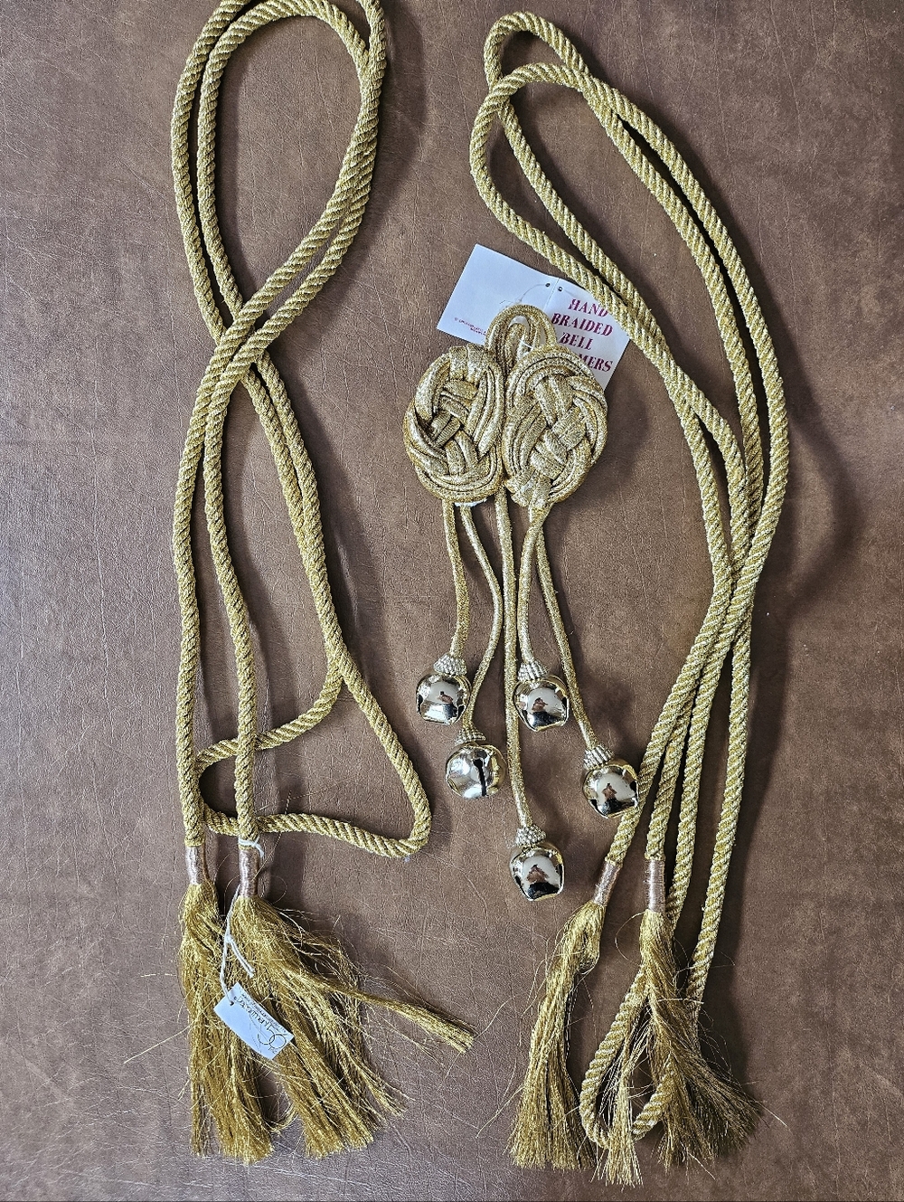 Gold Braided Tassel Tiebacks with Jingle Bells Wall/Door Decor
